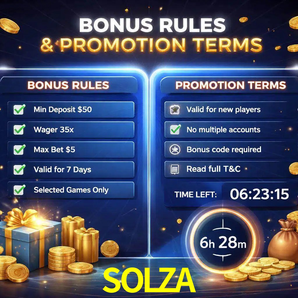 Reglas de promoción SOLZA y condiciones de bonos explicadas visualmente