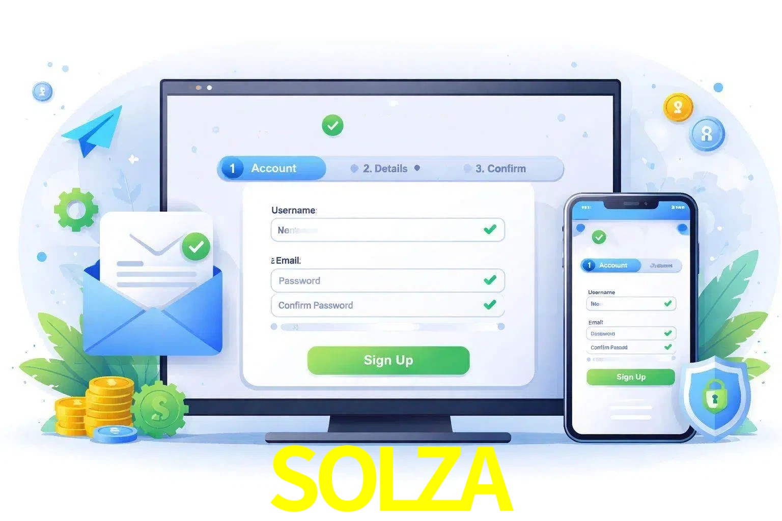Registro de nuevo usuario y configuración de cuenta SOLZA